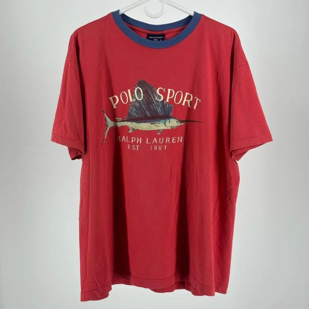Vintage Polo Sport Ralph Lauren Marlin Swordfish T-Shirt Size Large